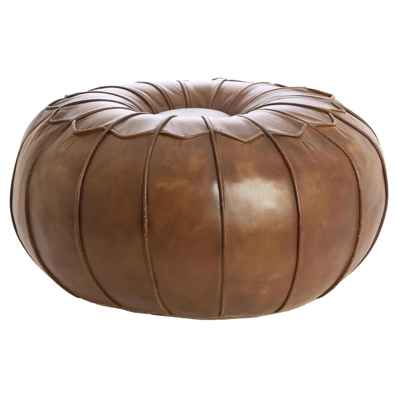 Leder Sitzpouf CALIMA braun ø58 cm