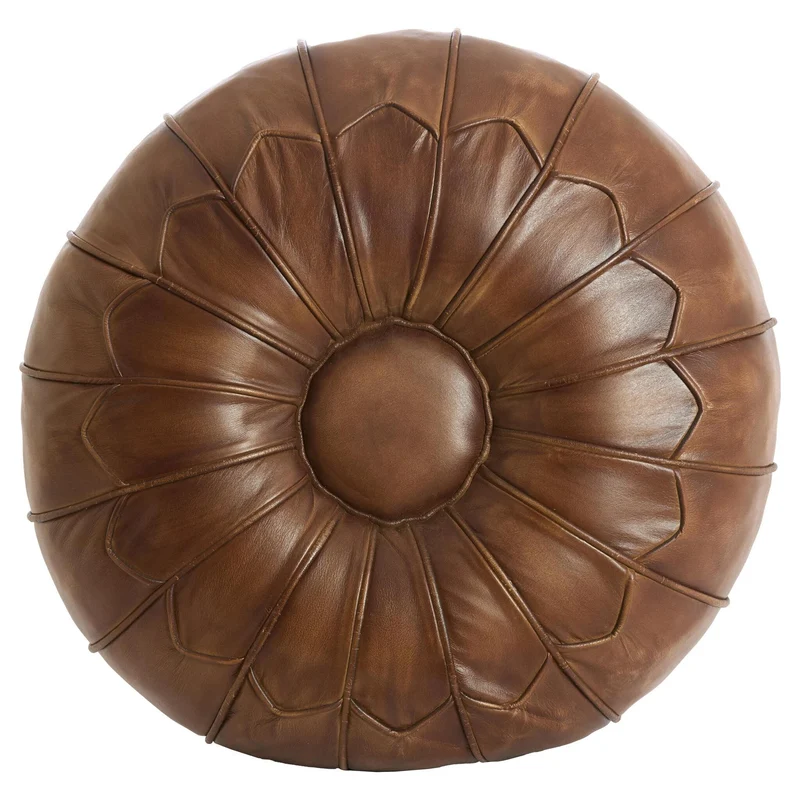 Leder Sitzpouf CALIMA braun ø58 cm