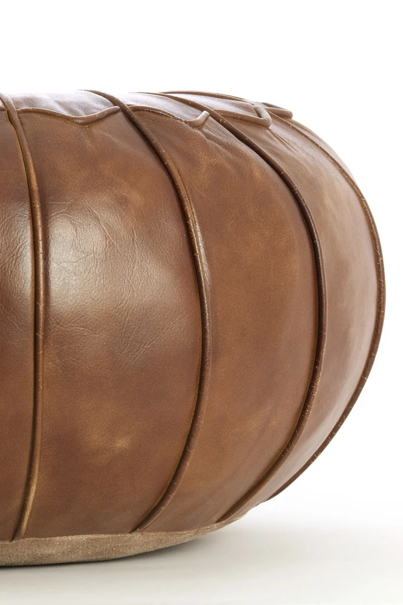 Leder Sitzpouf CALIMA braun ø58 cm
