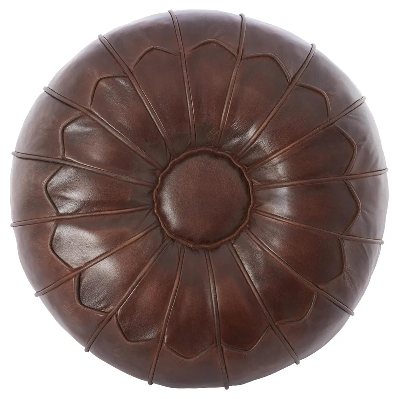 Leder Sitzpouf CALIMA dunkelbraun ø58 cm