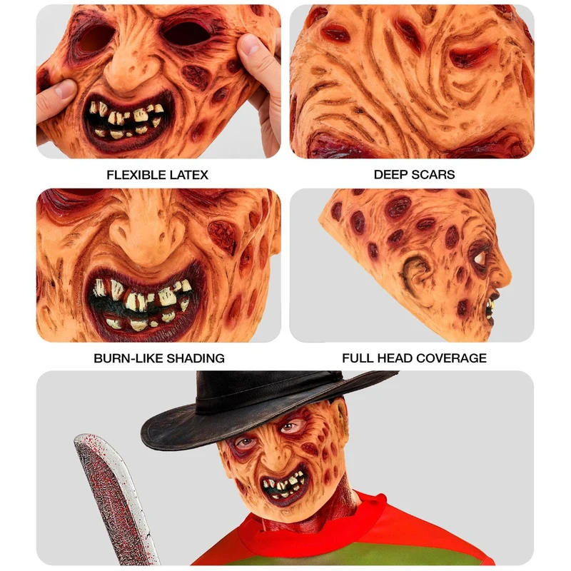 Halloween Maske "Horror Gesicht" | Braun Rot