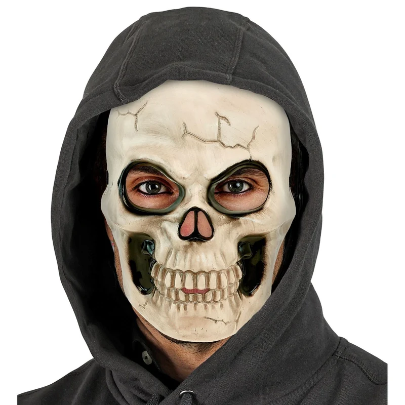 Halloween Maske "Totenkopf" | Knochenfarbe Schwarz