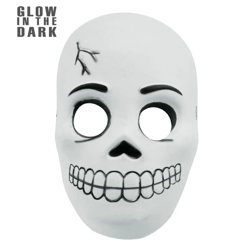 Halloween Maske "Totenkopf" für Kinder im Dunkeln leuchtend | Weiß Schwarz