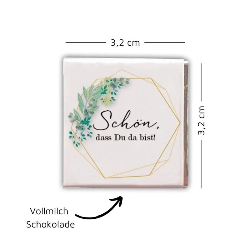 Schokoladentafeln Schön, dass Du da bist - Eukalyptus (ca. 50 Stück)