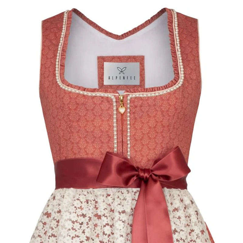 Alpenfee Dirndl Amy Lachs Rot Borte 60cm