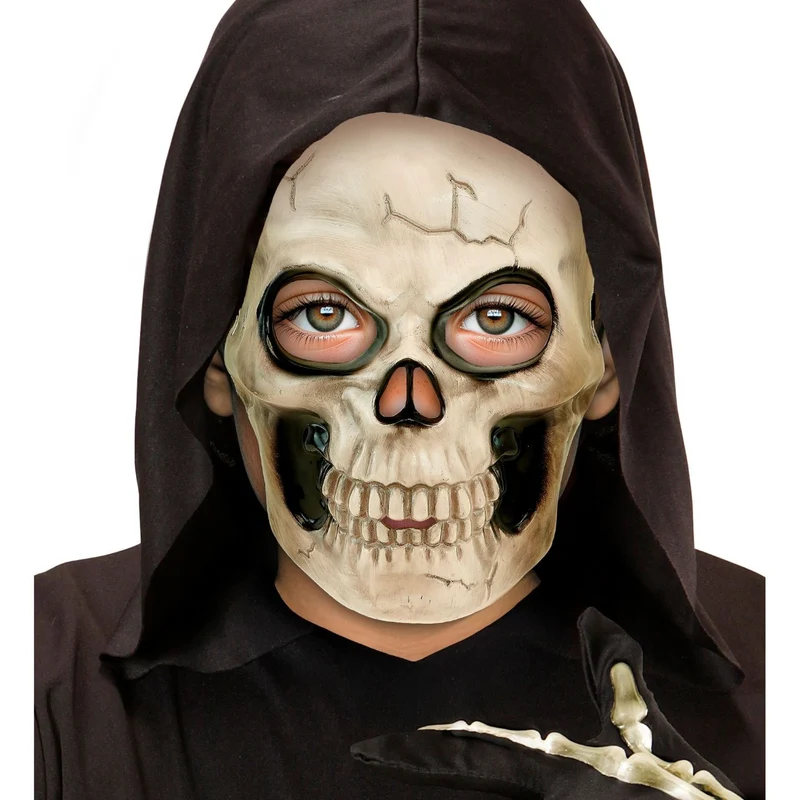 Halloween Maske "Totenkopf" für Kinder | Knochenfarbe Schwarz