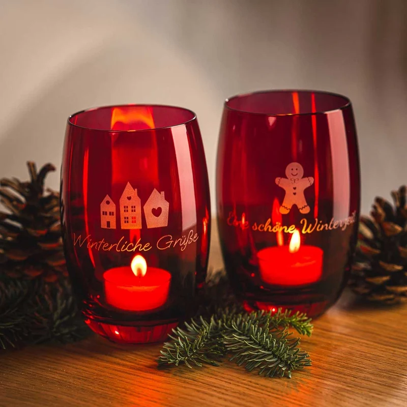 Tischlicht CHEERS 12,5 cm rot mit persönlicher Gravur