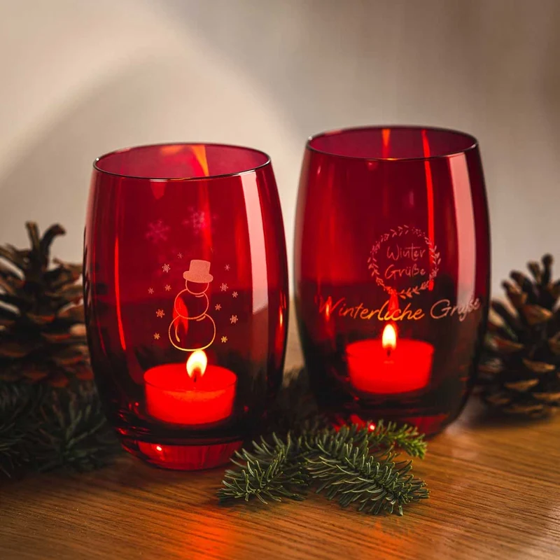 Tischlicht CHEERS 12,5 cm rot mit persönlicher Gravur