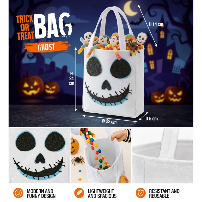 Halloween Betteltasche "Geist" | Weiß - Süßes oder Saures