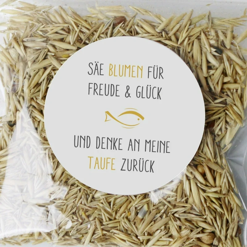 Aufkleber Blumensamen Taufe Fisch 4cm (24 Stück)