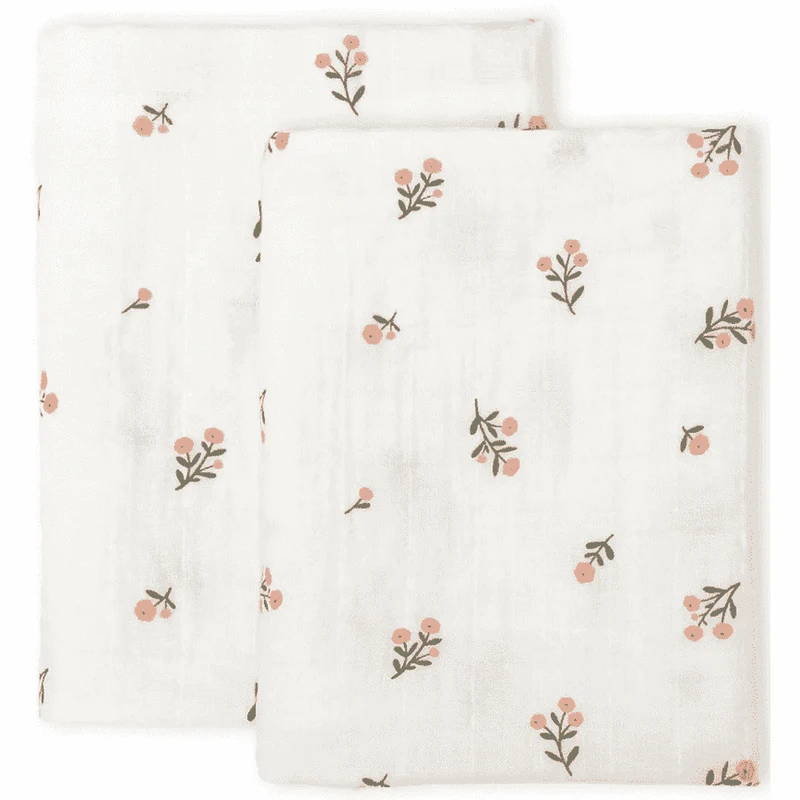 Musselin Tücher 2er Set LITTLE FLOWERS 60x60 aus Mulltücher aus Bio-Baumwolle