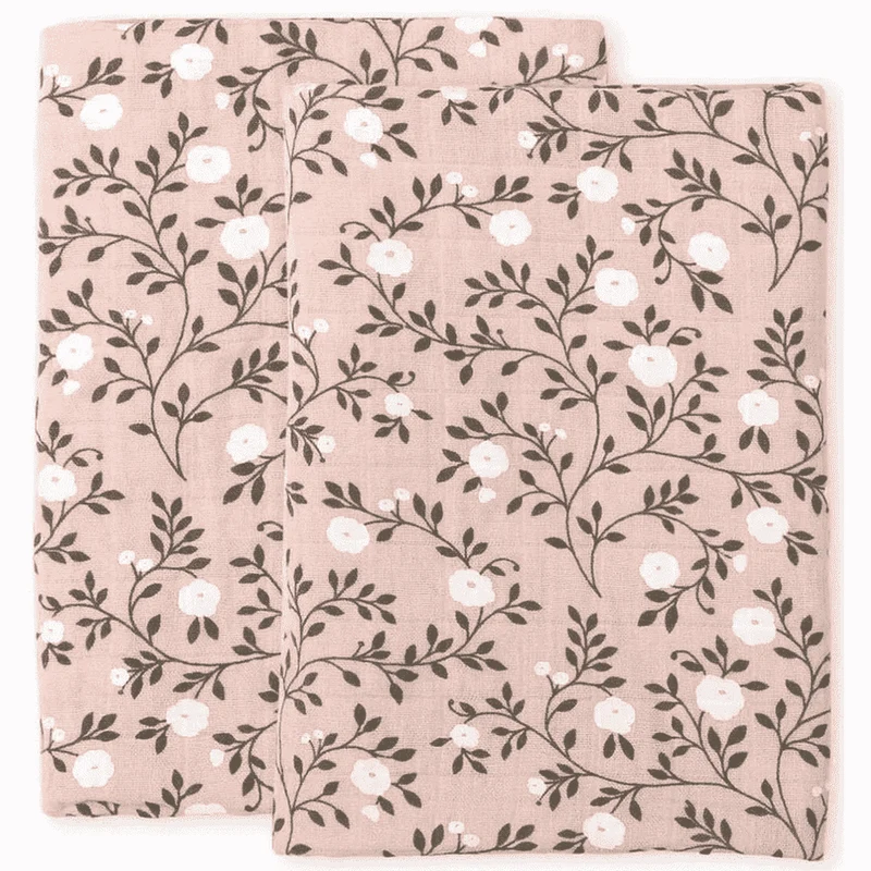 Musselin Tücher 2er Set BLOSSOM altrosa 60x60 cm Bio Cotton ♥ a little lovely company