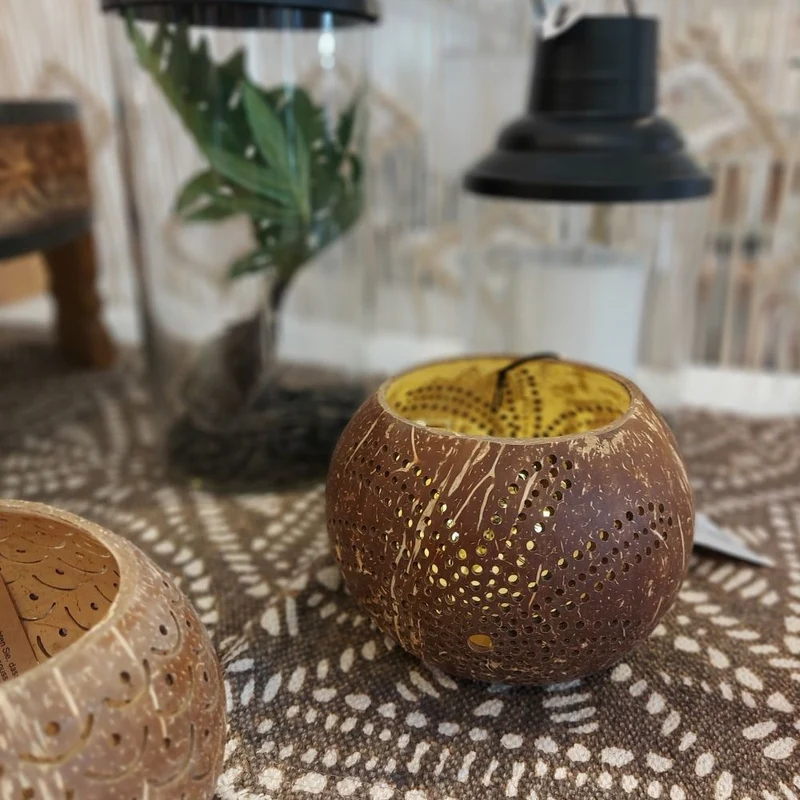 Windlicht COCO PALMTREE 15x11 cm | HANDMADE | jedes Stück ein Unikat | Liv Interior
