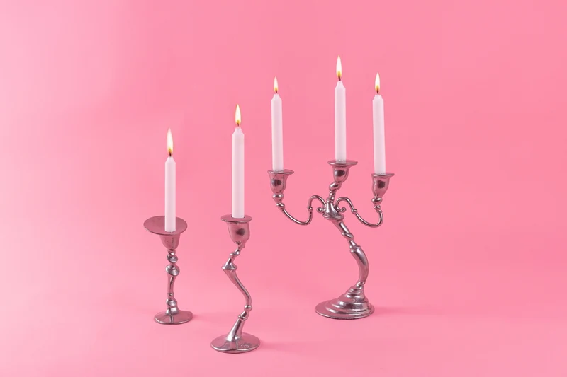Drei-armiger Kerzenständer DANCING silber