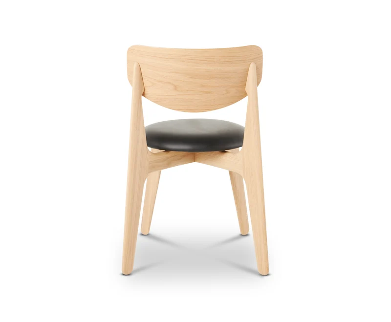 Slab Dining Chair – Natural Brushed Oak & Black Leather
