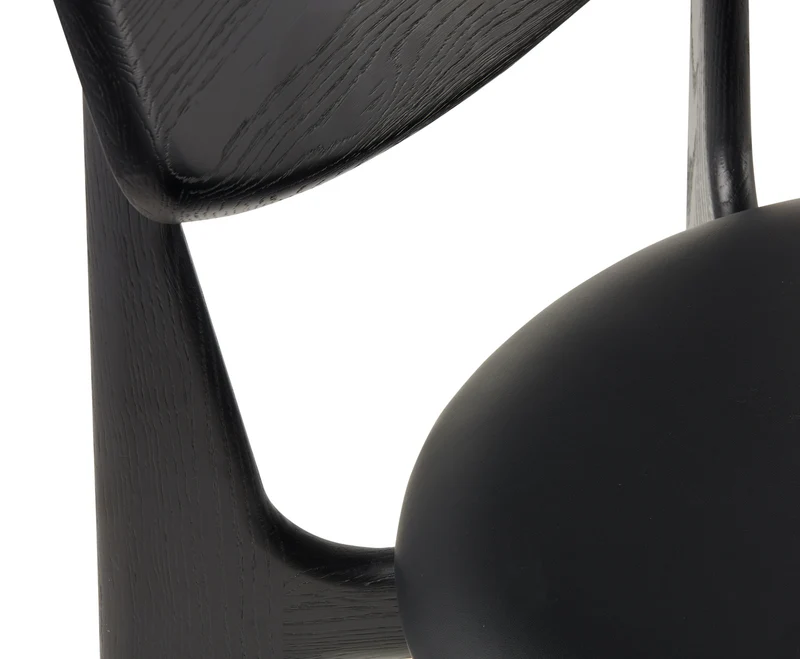 Slab Dining Chair – Black Brushed Oak & Black Leather