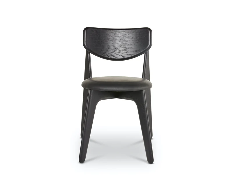 Slab Dining Chair – Black Brushed Oak & Black Leather
