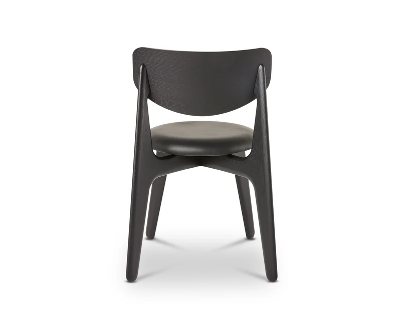 Slab Dining Chair – Black Brushed Oak & Black Leather