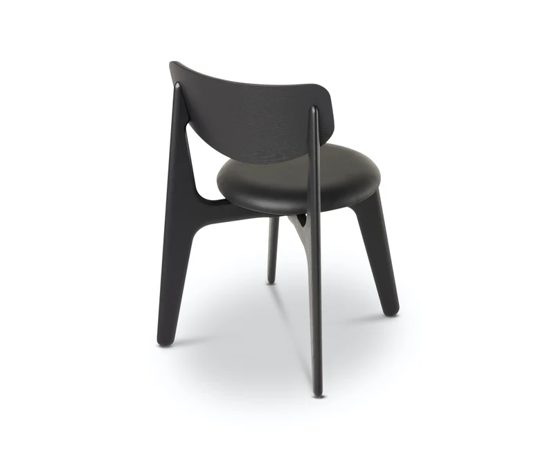 Slab Dining Chair – Black Brushed Oak & Black Leather