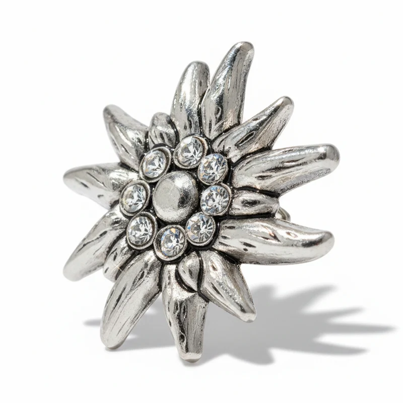 Anstecker Edelweiss mit Strass Klein