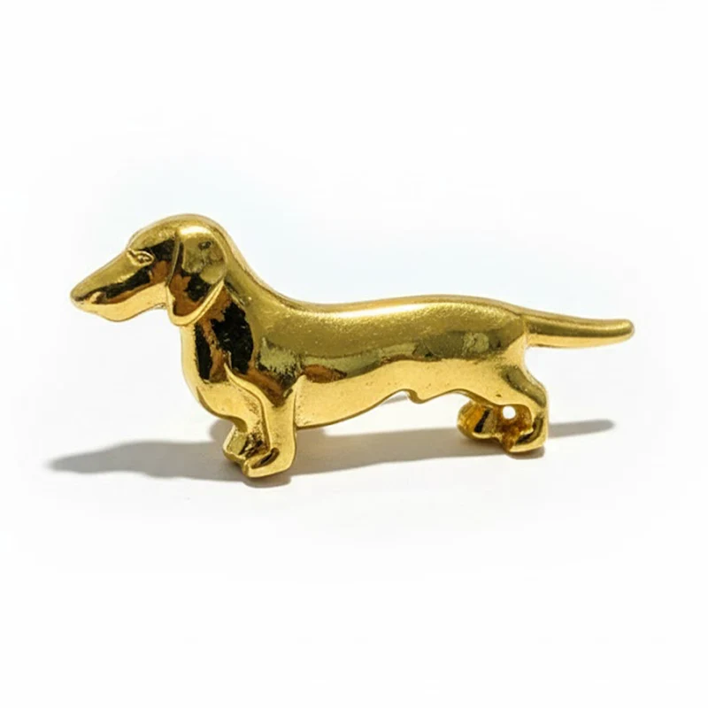 Anstecker Dackel Gold 3D