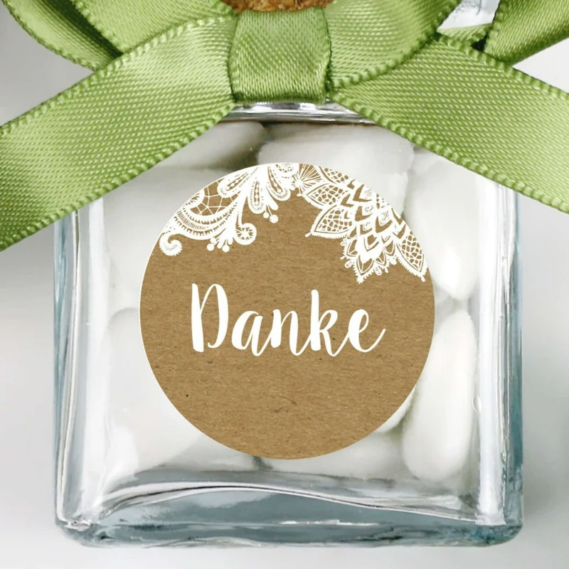 Aufkleber Vintage Spitze Danke (48 Stück)