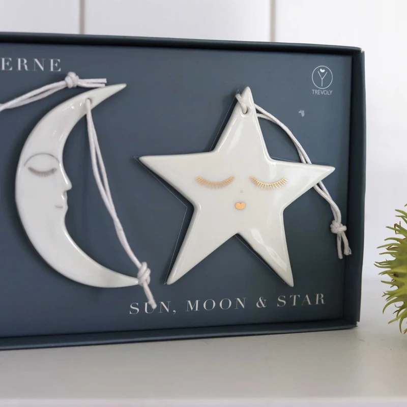 Dekoanhänger Sonne, Mond und Stern im 3er Set