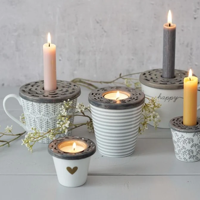 Teelichthalter-Einsatz ASTRID Zink | 10 cm | Shabby-Vintage Look | Krasilnikoff