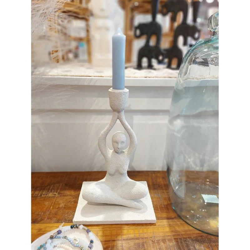 Bloomingville Kerzenhalter LUCIE white Boho | 24 cm Kerzenständer weiß