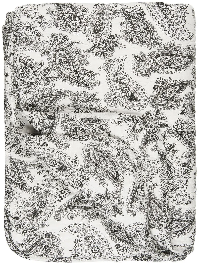 Ib Laursen QUILT schwarz weiß PAISLEY | Überwurf Plaid 130x180 cm Baumwolle