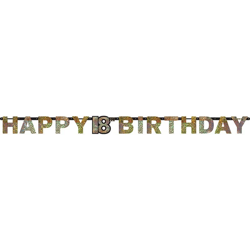 Buchstabengirlande Happy Birthday #18 Gold ca.213cm