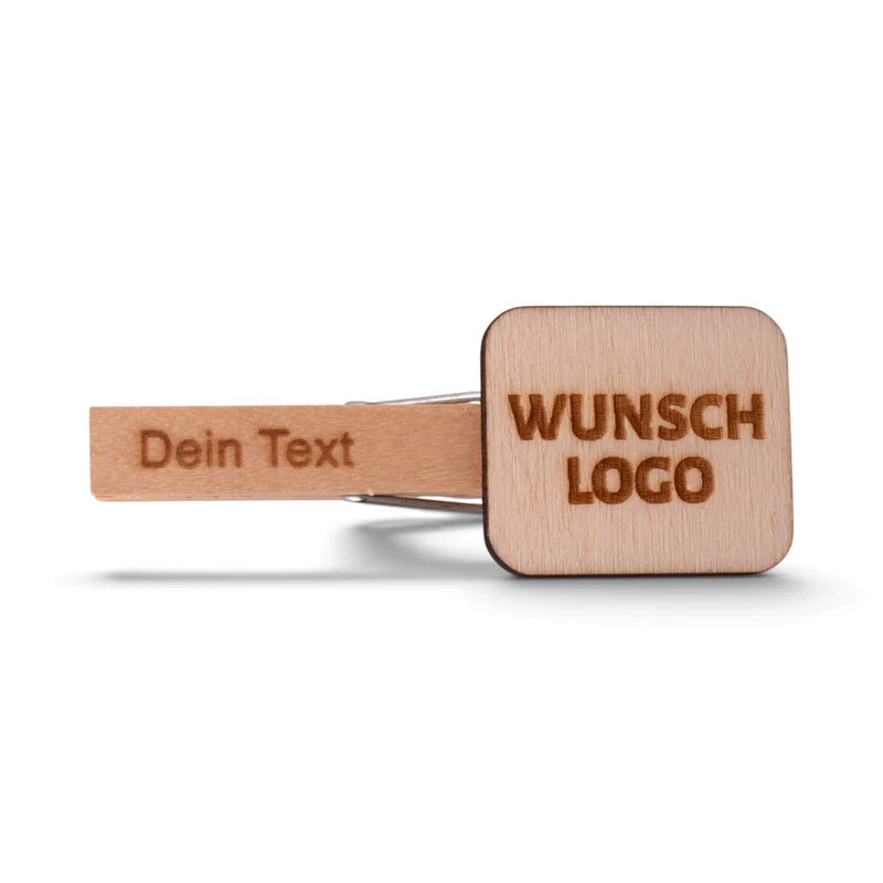 Glupperl/Wäscheklammer "Naturholz" mit Logo + Gravur