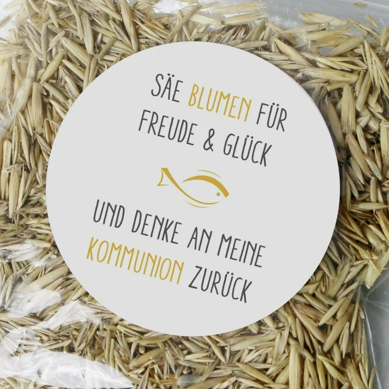 Aufkleber Blumensamen Kommunion 4cm (24 Stück)