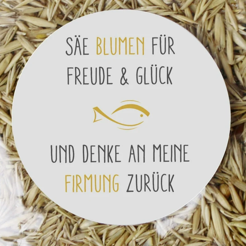 Aufkleber Blumensamen Firmung 4cm (24 Stück)
