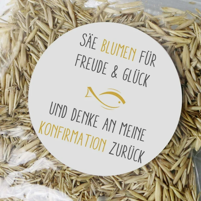 Aufkleber Blumensamen Konfirmation 4cm (24 Stück)