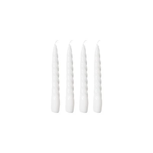 Kerzen TWISTED 4er Set gedreht LAQUER 20 cm Spitzkerzen glänzend weiß LENE BJERRE