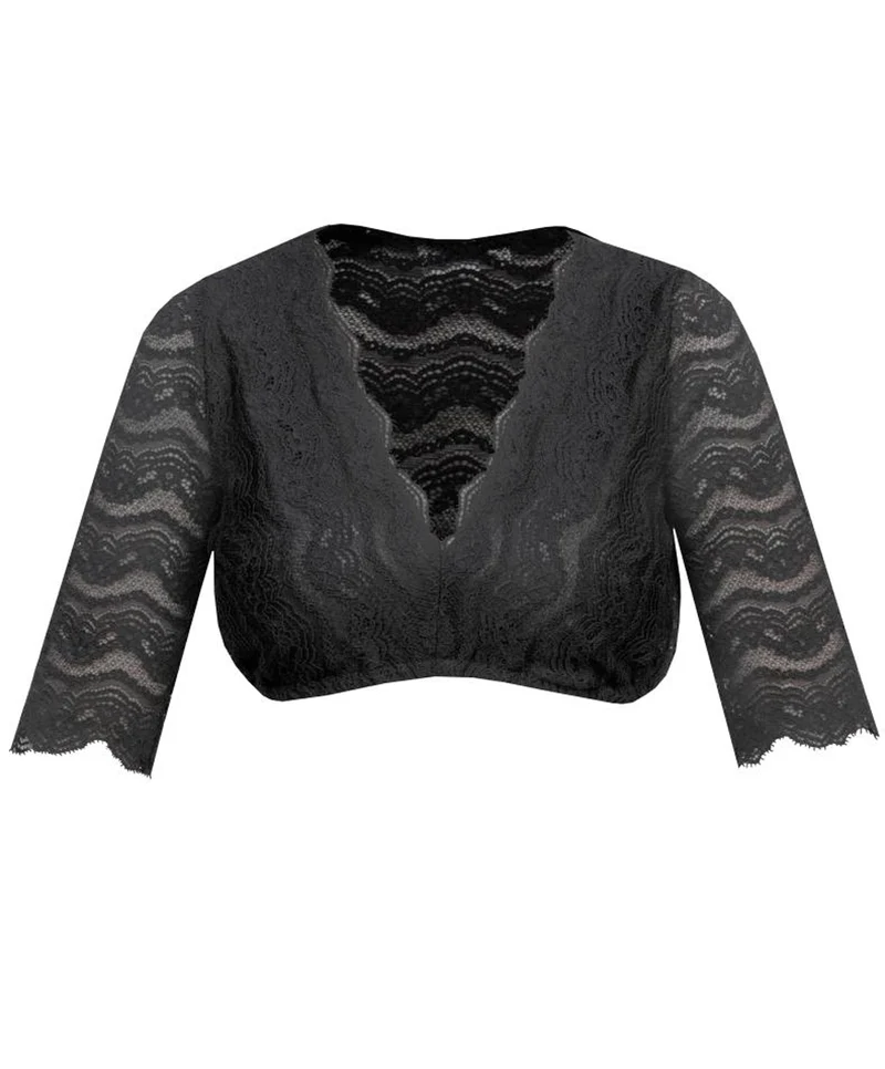 MarJo Dirndlbluse Gina Lotta Halbarm Schwarz Spitze