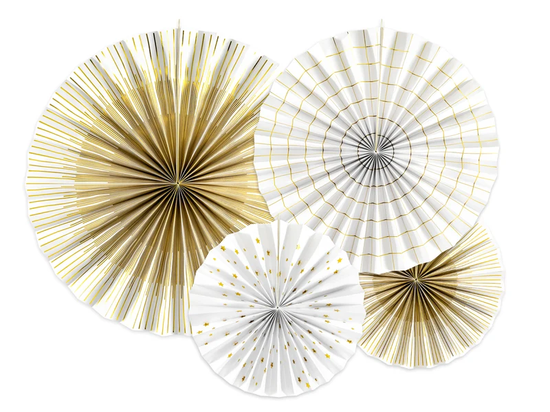 Dekofächer weiß-gold 4 Stück 40/32/23/23cm