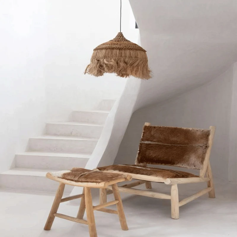 Boho Lampe aus Gras "The Abaca Hoola"