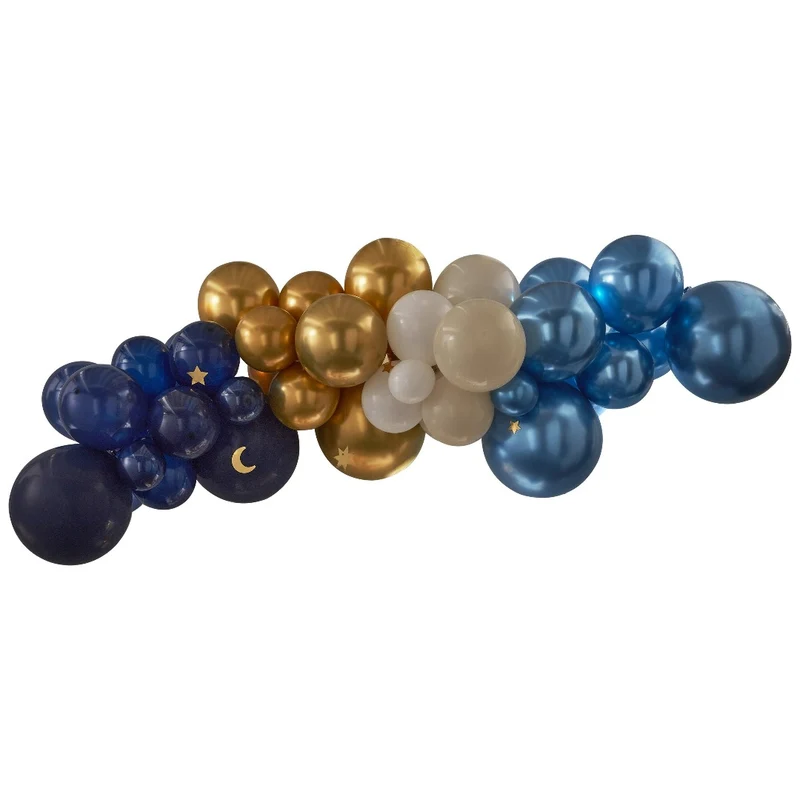 Ballon Girlande Set Farbmix marineblau, gold, creme