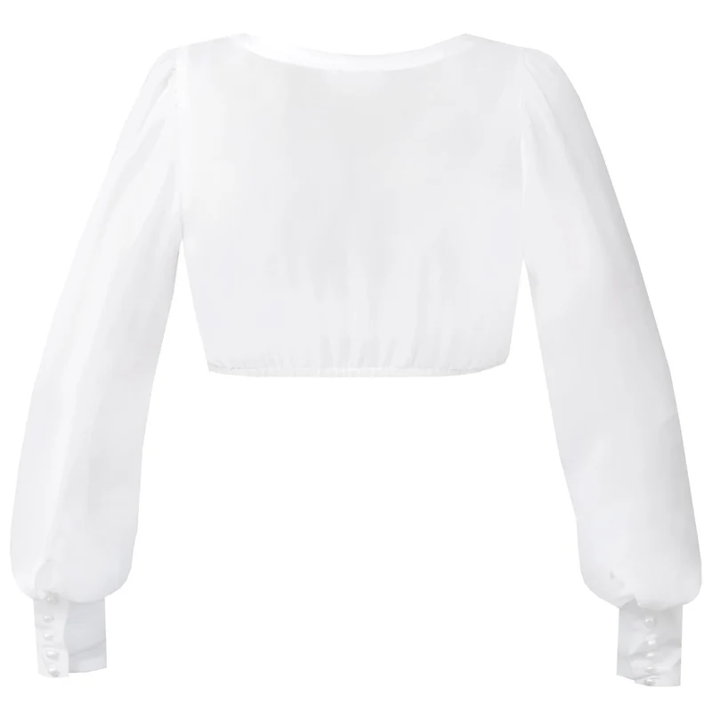 MarJo Dirndlbluse Jachenau Offwhite Langarm V-Ausschnitt
