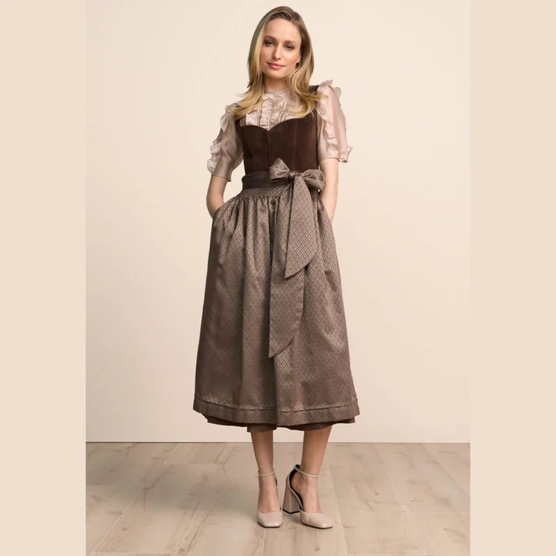 Krüger Dirndl Xana Braun Herz-Ausschnitt 80cm