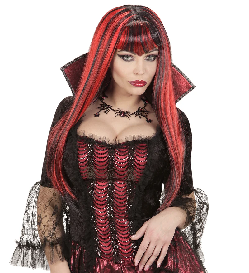 Damen Perücke "Livana" | Rot Schwarz - Halloween Vampir