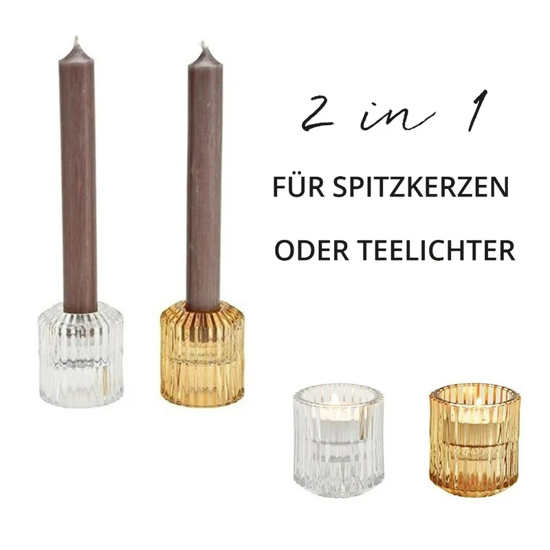 Kerzenhalter Set klar / braun (2in1)