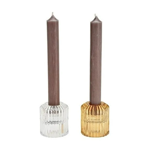 Kerzenhalter Set klar / braun (2in1)