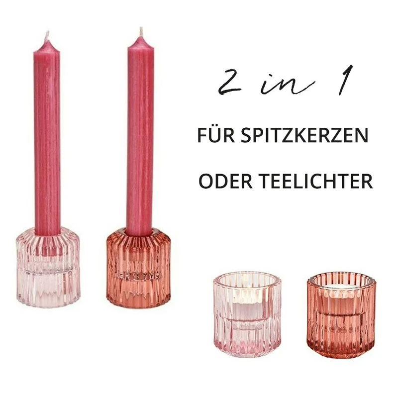 Kerzenhalter Set rosa / pink (2in1)