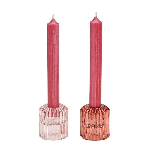 Kerzenhalter Set rosa / pink (2in1)