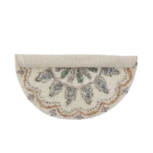 Bloomingville Teppich rund DELJON 60 cm | waschbar | Boho Look Baumwolle
