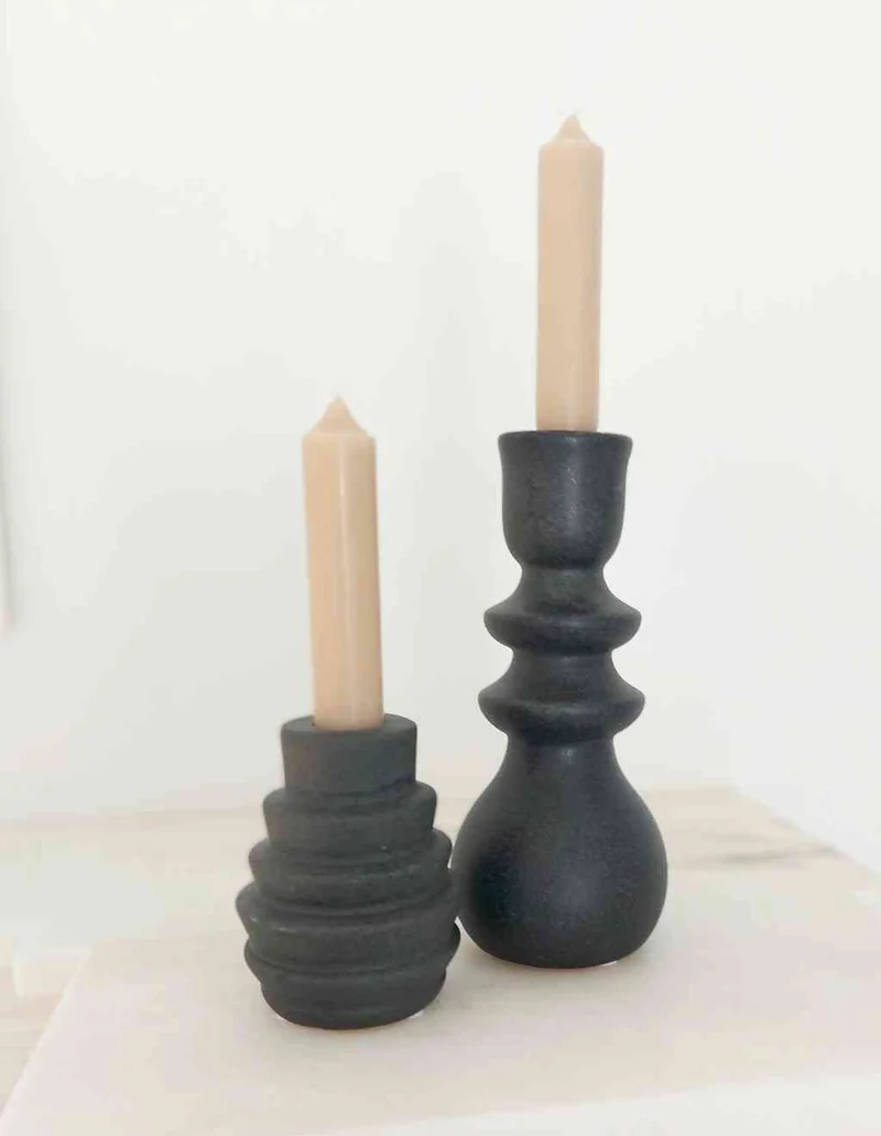 Bloomingville Kerzenhalter EMIE black 19 cm Steingut