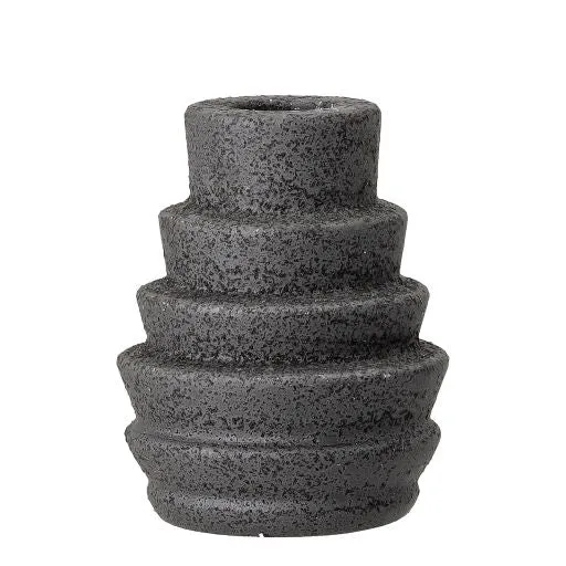 Bloomingville Kerzenhalter EMIN black 9 cm | Steingut | Kerzenständer schwarz